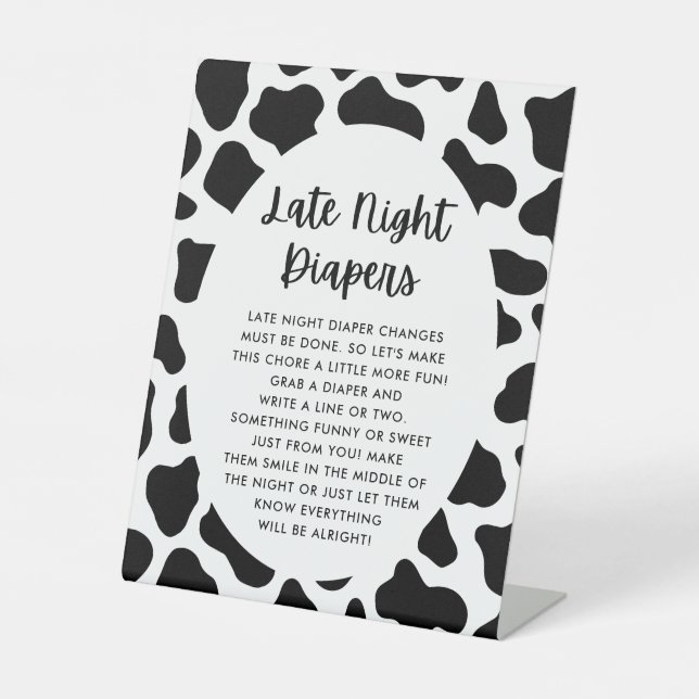 Cow Theme Late Night Diaper Game Sign (Front)
