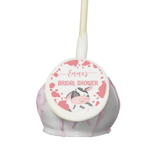 Cow themed bridal shower cow pattern personalized cake pops (Front)