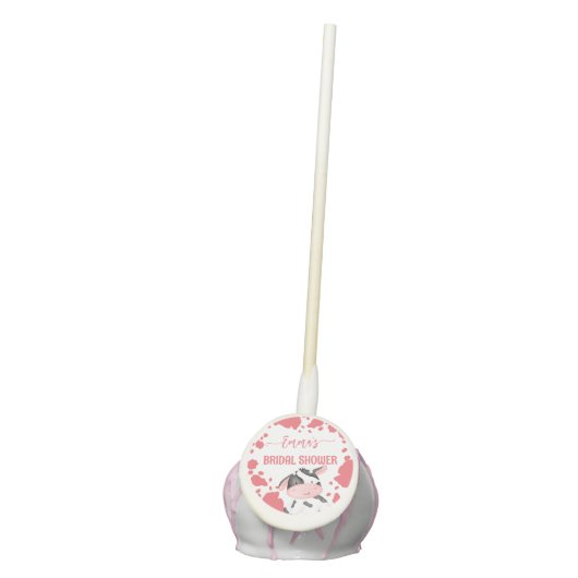 Cow themed bridal shower cow pattern personalized cake pops (Front)