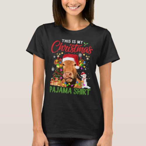 Cow This Is My Christmas Pajama Cow Farmer Xmas  T_Shirt