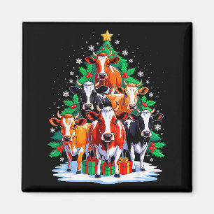 Cow Tree Christmas Cow Lover Xmas Squad Men Women Magnet