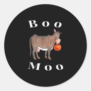Cow Trick-Or-Treat Halloween Ghost Boo Cow Moo Classic Round Sticker