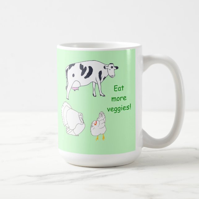 Cow Turkey Chicken Eat more Veggies mugs (Right)