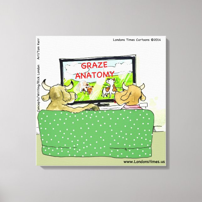 Cow TV Funny Cartoon Canvas Print (Front)