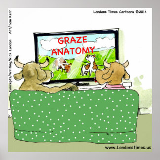 Cow TV Funny Cartoon Poster
