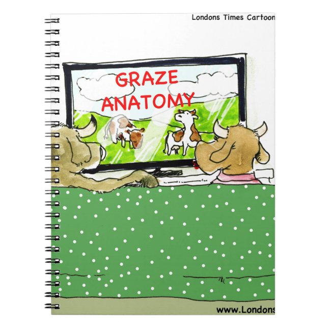 Cow TV Shows Funny Cartoon Notebook (Front)
