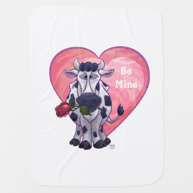 Cow Valentine's Day Baby Blanket (Front)