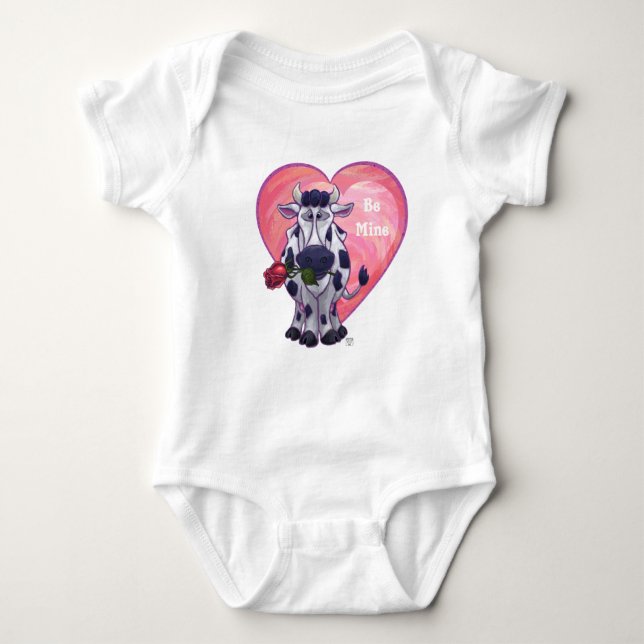 Cow Valentine's Day Baby Bodysuit (Front)
