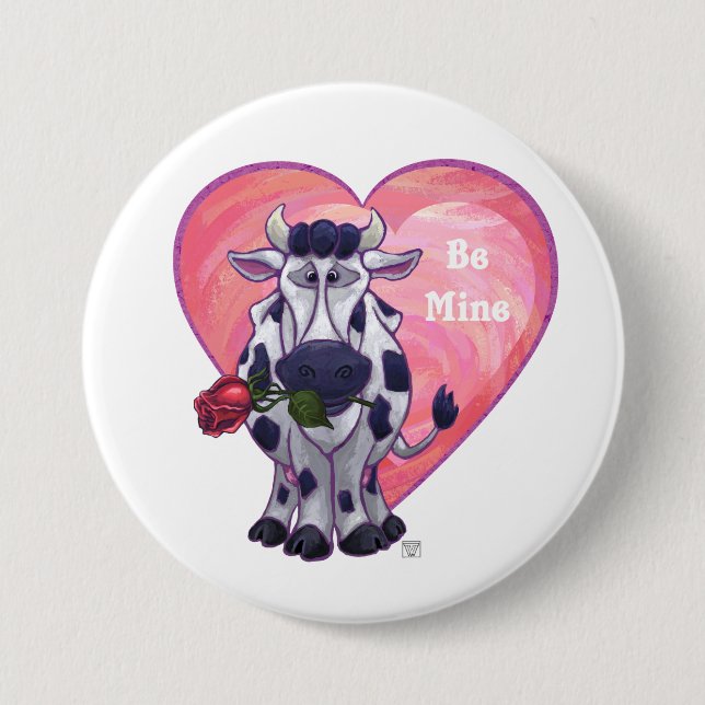 Cow Valentine's Day Button (Front)