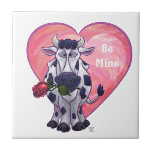 Cow Valentine's Day Ceramic Tile