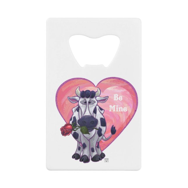 Cow Valentine's Day Credit Card Bottle Opener (Front)