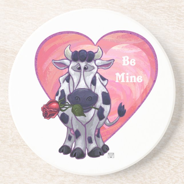 Cow Valentine's Day Drink Coaster (Front)