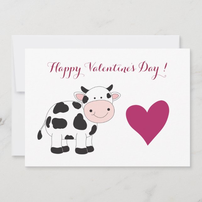 Cow Valentine's Day Greeting Card (Front)