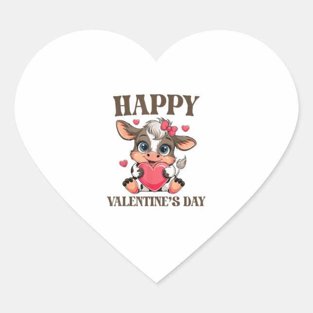 Cow Valentine's Day Heart Gifts tee funny Cow Cute Sticker (Front)