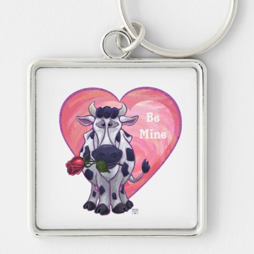 Cow Valentines Day Keychain