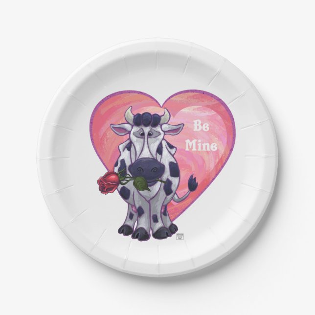 Cow Valentine's Day Paper Plates (Front)