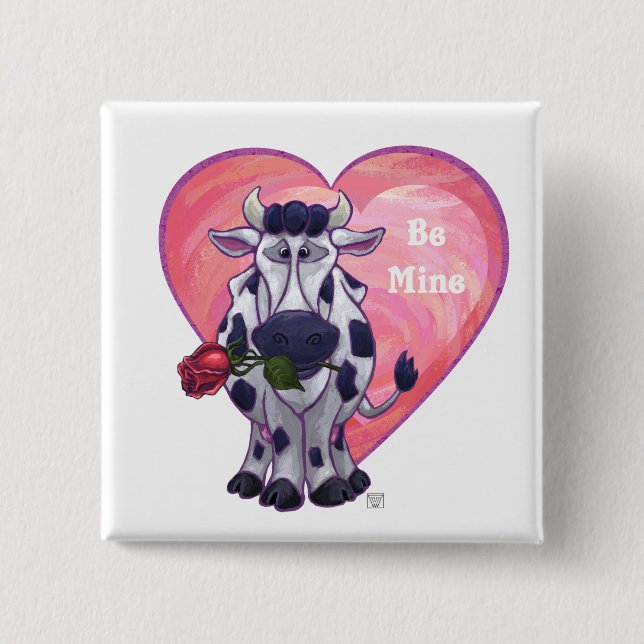 Cow Valentine's Day Pinback Button (Front)