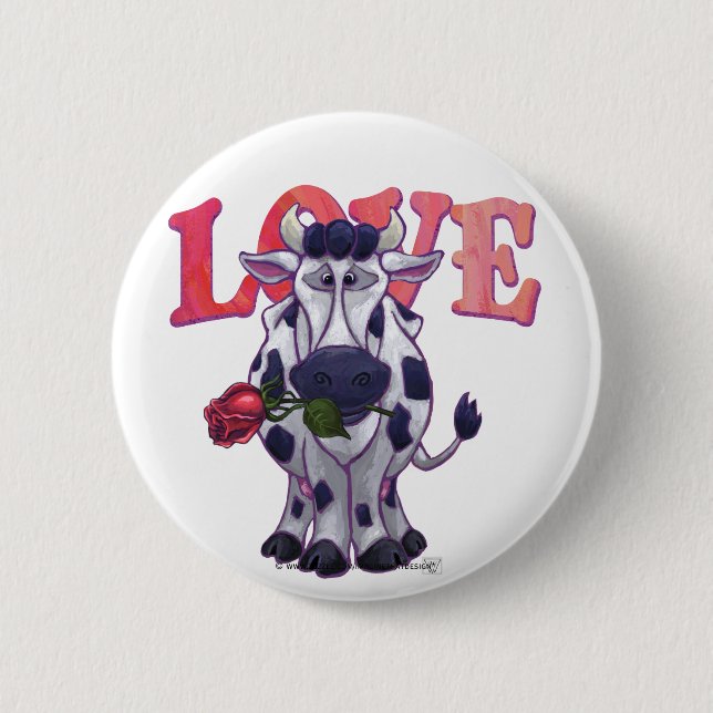 Cow Valentine's Day Pinback Button (Front)