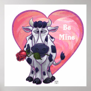 Cow Valentine's Day Poster