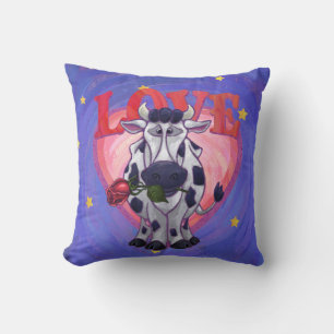 Cow Valentine's Day Throw Pillow