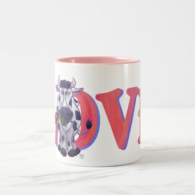 Cow Valentine's Day Two-Tone Coffee Mug (Center)