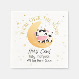 Cow We Are Over The Moon Yellow Baby Shower Napkins