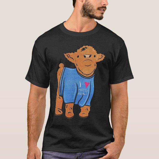 Cow wearing I Love Matty Healy The 1975 BFIAFL T-Shirt (Front)