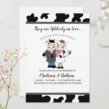 Cow Wedding Cute Couple Udderly In Love Invitation by allpetscherished at Zazzle