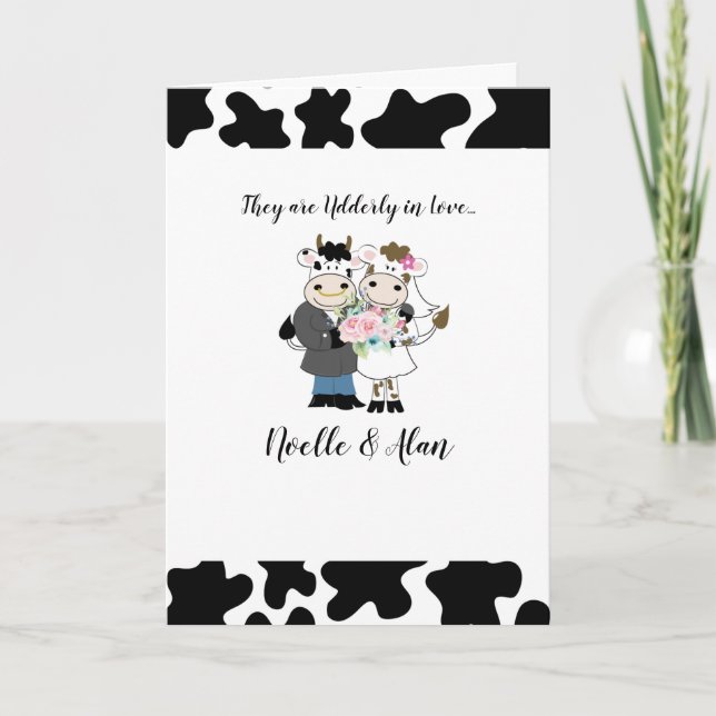 Cow Wedding Invitation Folded Card - Noelle (Front)