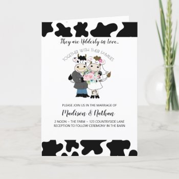 Cow Wedding Udderly In Love Folded Invite Card by allpetscherished at Zazzle