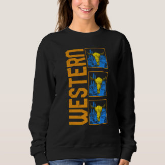 Cow Western Cow Skulls Cactus Vintage Aztec Cow Fa Sweatshirt