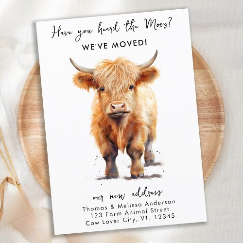 Cow Weve Moved New Address Highland Calf Moving Announcement Postcard