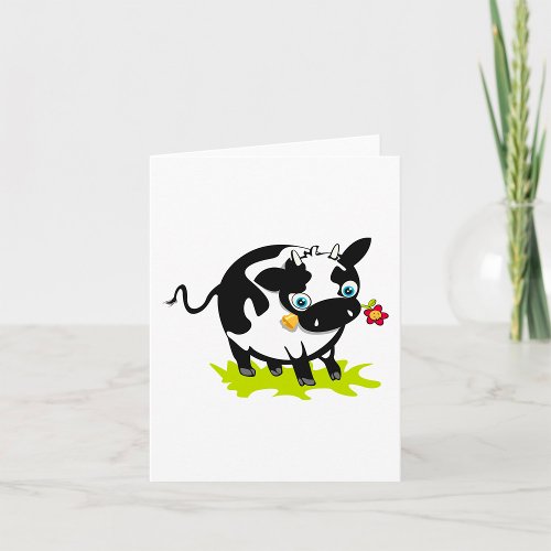 Cow With A Flower Card