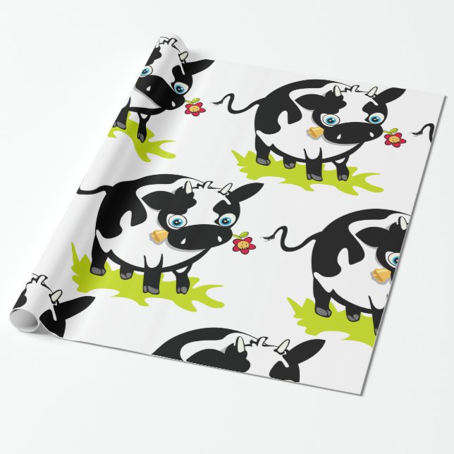 Cow With A Flower Wrapping Paper (Unrolled)