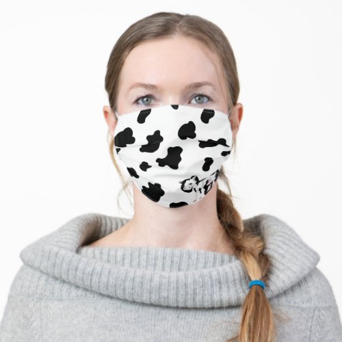 cow with cow print pattern adult cloth face mask