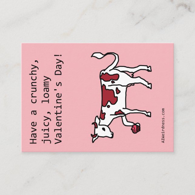 Cow with cupcake and loam - AI Generated Valentine Enclosure Card (Front)