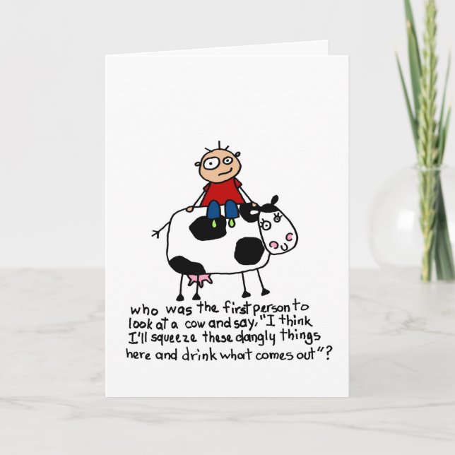 Cow with Dangly Things - Birthday Card (Front)
