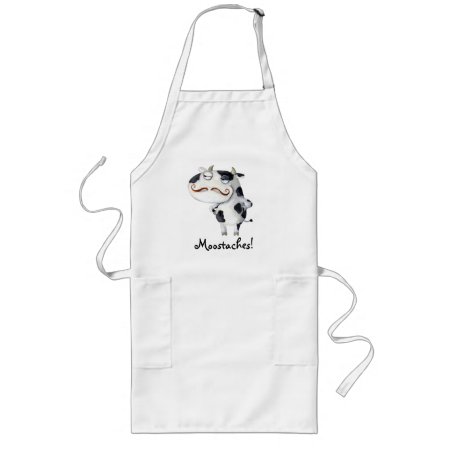 Cow With Mustaches Long Apron