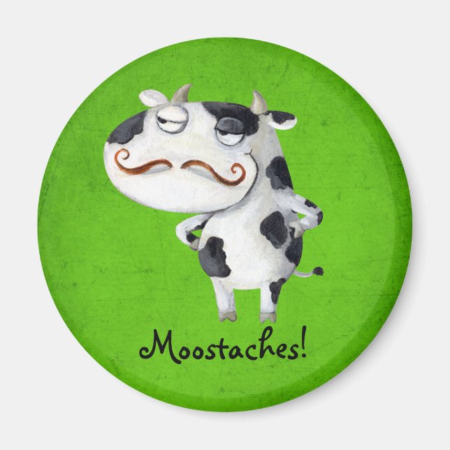 Cow with Mustaches Magnet (Front)