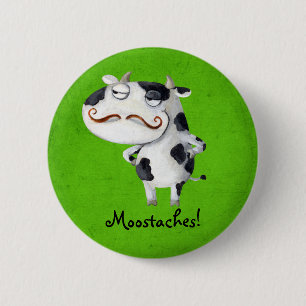 Cow with Mustaches Pinback Button