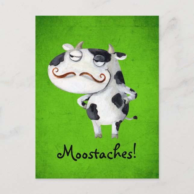 Cow with Mustaches Postcard (Front)