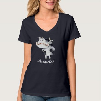 Cow With Mustaches T-shirt by partymonster at Zazzle