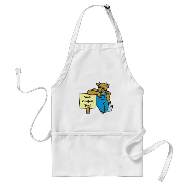 Cow with sign adult apron (Front)