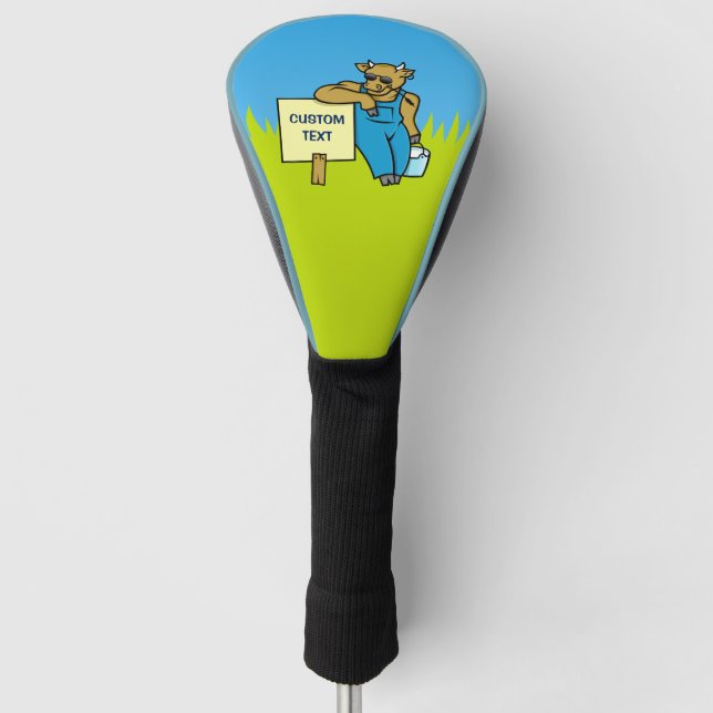 Cow with Sign Golf Head Cover (Front)