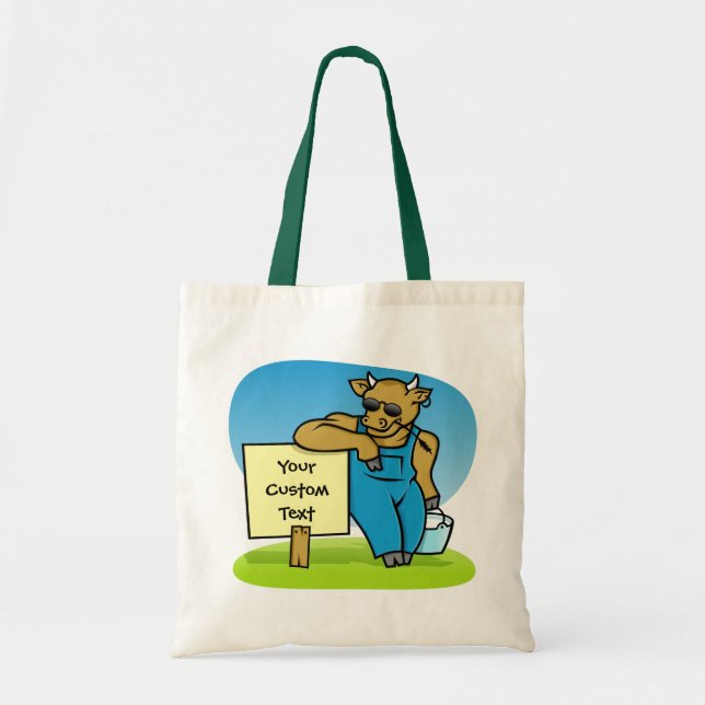 Cow with sign tote bag (Front)