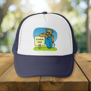 Cow with sign trucker hat