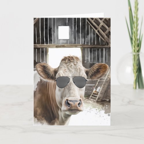 Cow With Sunglasses for Friends Birthday Card