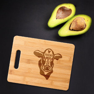 Cow with Vegan Quote, Cool Engraved Cutting Board