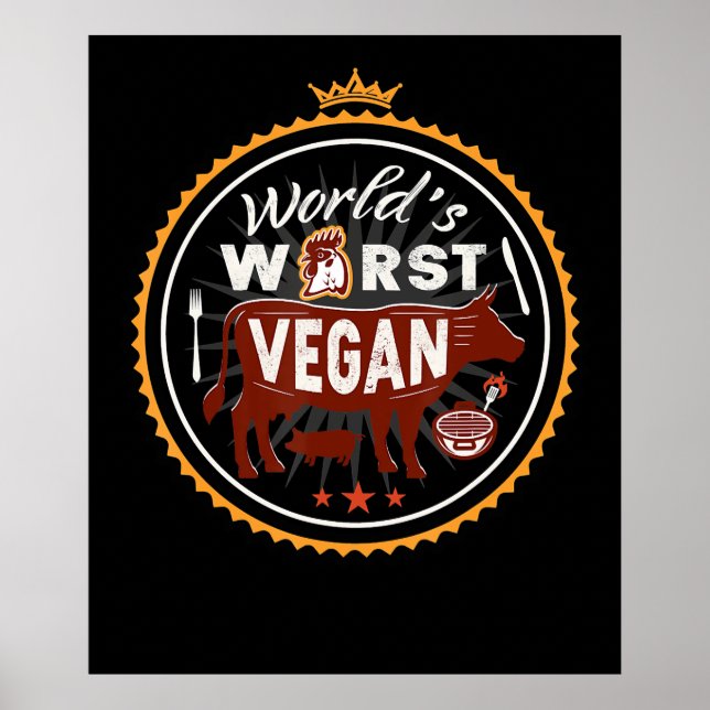 Cow Worlds Worst Vegan Meat BBQ Poster (Front)