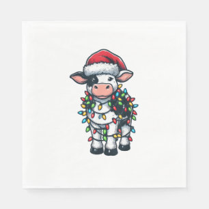 Cow Xmas Outfit Cute Santa Cow  Napkins